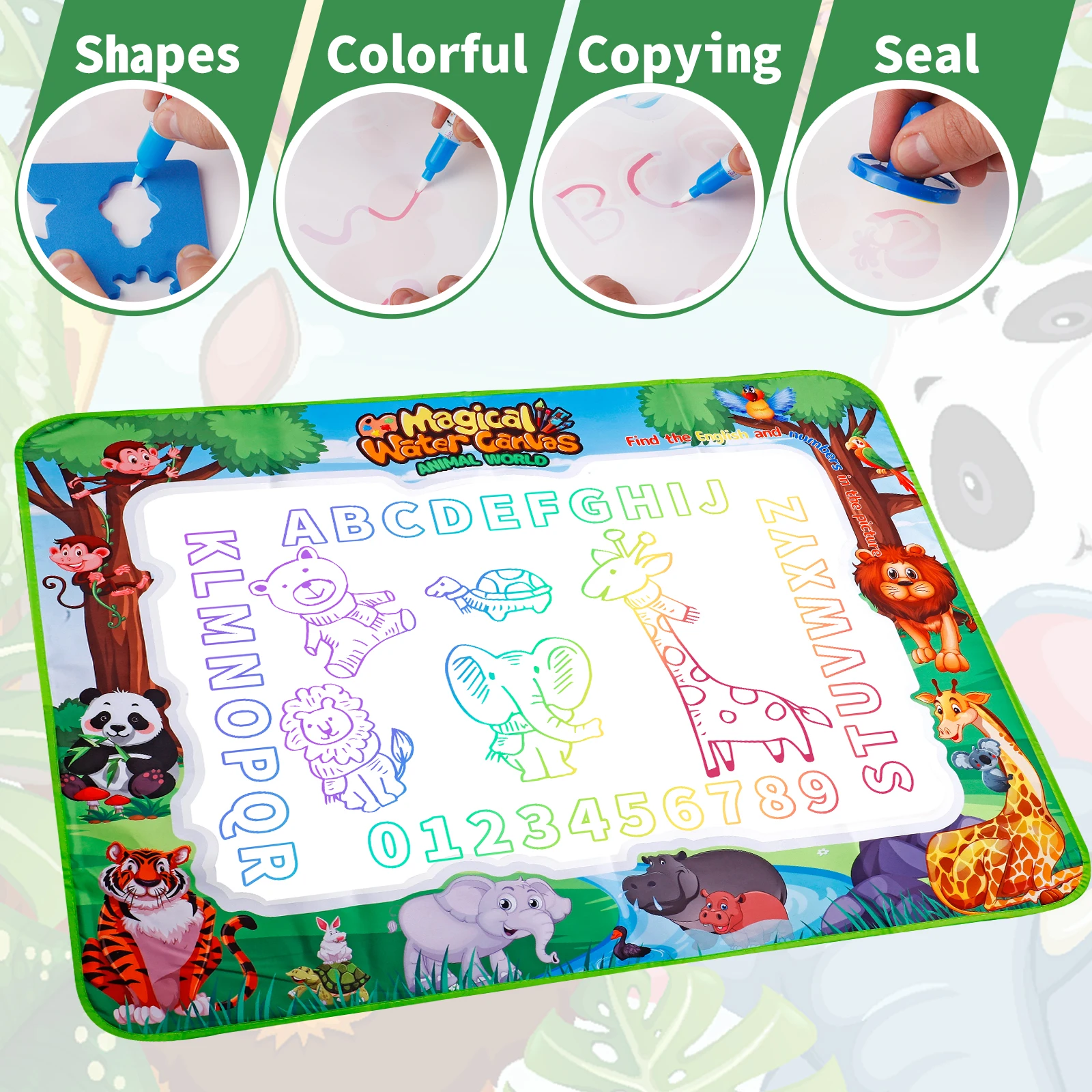 Magic Kids Water Drawing Mat Reusable Doodle Canvas Mess-Free Writing Toy for Boys/Girls Ideal Back to School Or Christmas Gift