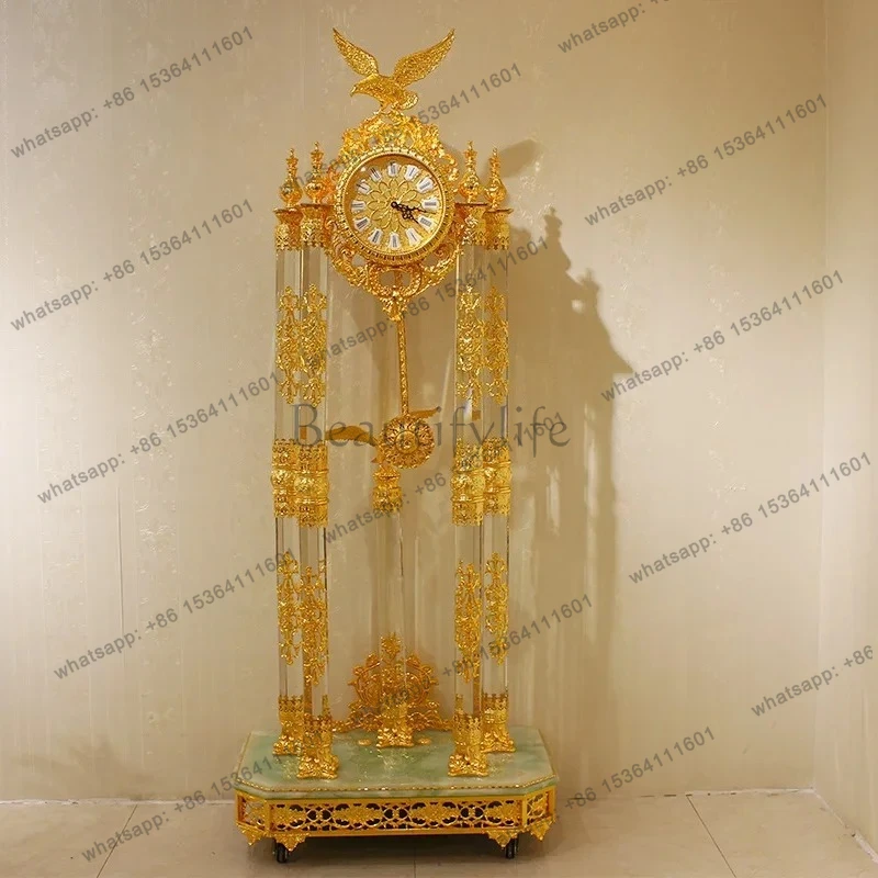 yj57 High-grade foreign trade engraved full-handmade vertical large floor copper bell atmospheric living room lobby clock