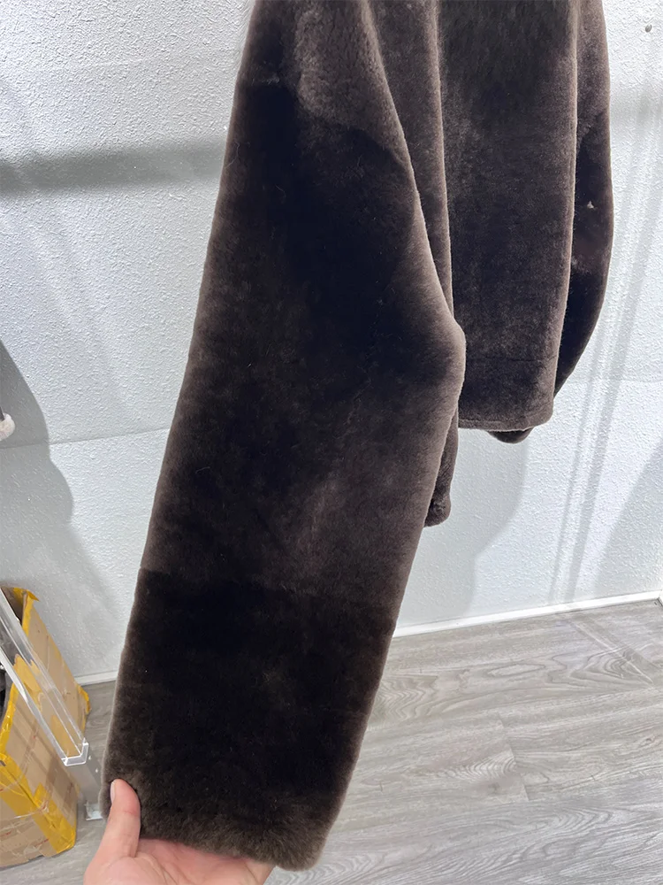 Manteaux en fourrure de mouton mérinos naturel pour femme, veste en cuir véritable, col en vraie fourrure de renard, épais et chaud, vêtements d'extérieur, hiver 2025