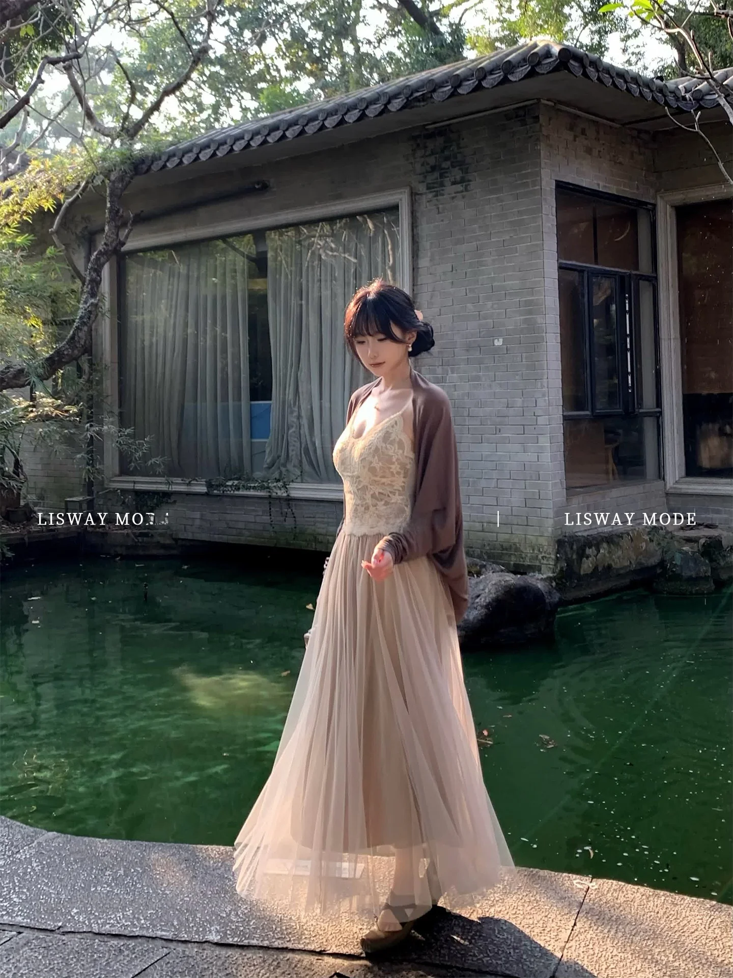 

WAYMODE n Break f-length Skirt Women's Early Spring New Elastic Waist Double-layered Design Sensation Skirts