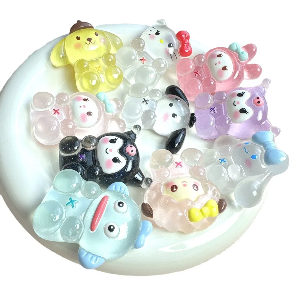 الراتنج يتوهج في الظلام شفافة الكرتون الحيوان مصغرة سحر مسطح، DIY الثلاجة المغناطيس الديكور، كابوشون لسكرابوكينغ #5