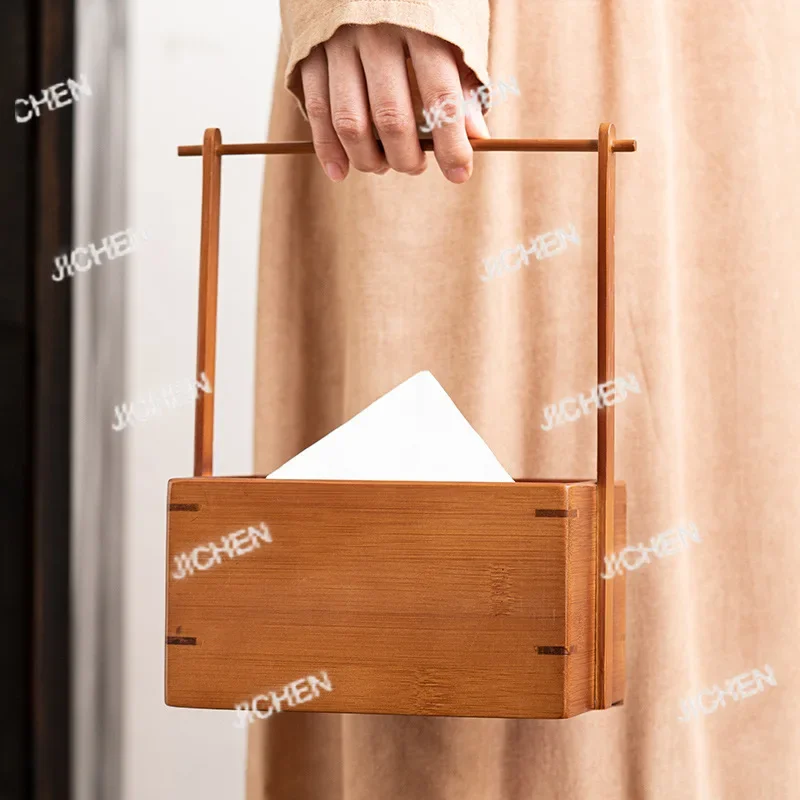 HS الخيزران رفع شعاع صندوق المناشف الورقية الصينية غرفة المعيشة المنزلي درج صندوق ورقي #5