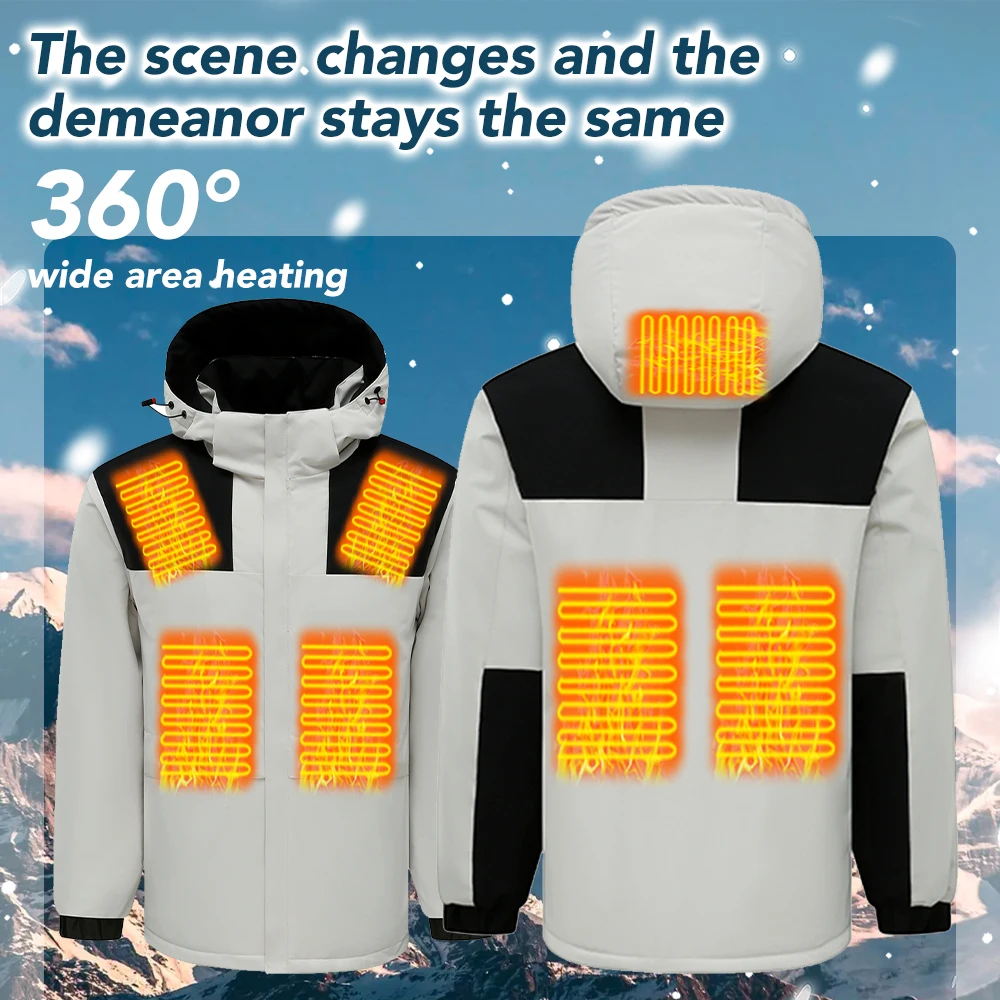Fashion Winter Heating Jacket For Couples Electric Heating Warm Assault Suit Waterproof Windproof Heated Coat Outdoor Jacket