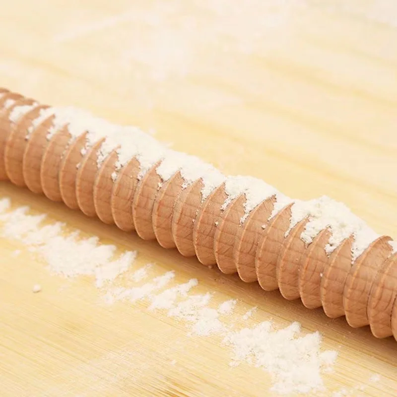 YOMDID Creative Rolling Pin With Screw Thread Design Wooden Embossing Roller Threaded Decoration Pastry Kitchen Baking Supplies