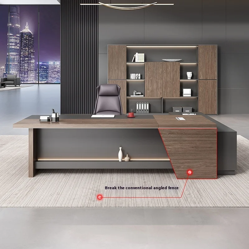

Light Luxury High Quality Office Desk Boss L Shaped Work Reading Computer Desks Executive Shelf Escritorio Oficina Furniture