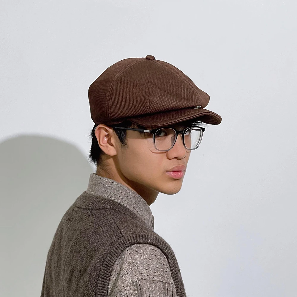 

Corduroy Solid Men Beret New Women Men Newsboy Cap Casual Flat Cap Driving Hat Vintage Painter's Cap Casquette Beret