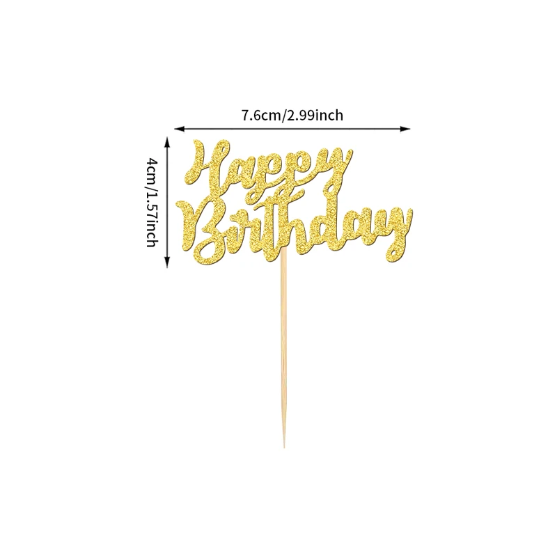 YOMDID 24 Stück glitzernde Cupcake-Topper zum Geburtstag, Kuchen-Picks zum Feiern, Geburtstag, Kuchendekoration, Party-Dekoration, Zubehör – Detail 4