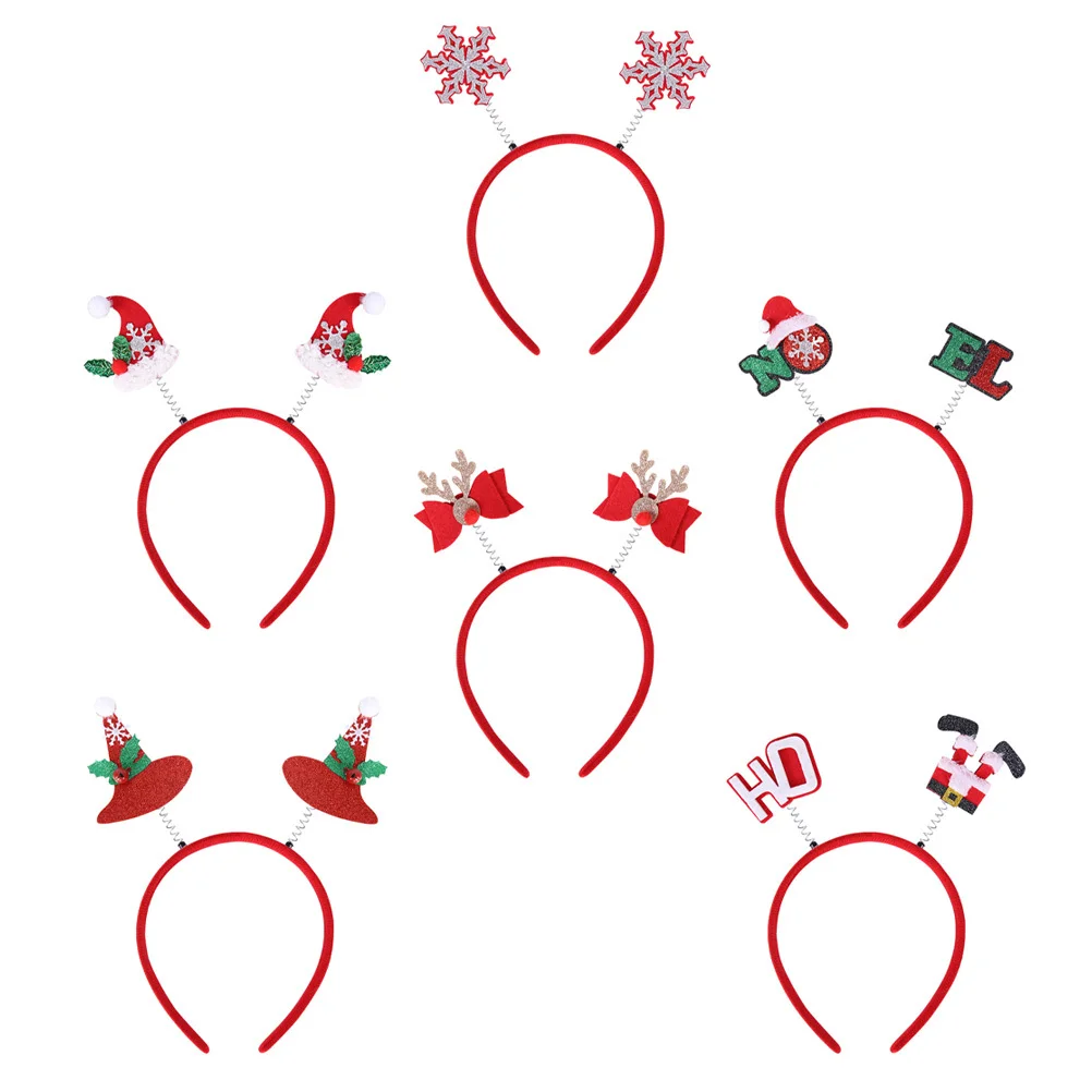 

6 шт., повязка на голову для косплея, рождественские обручи для волос, милая рождественская повязка для волос, прочное праздничное забавное украшение, рождественский головной убор