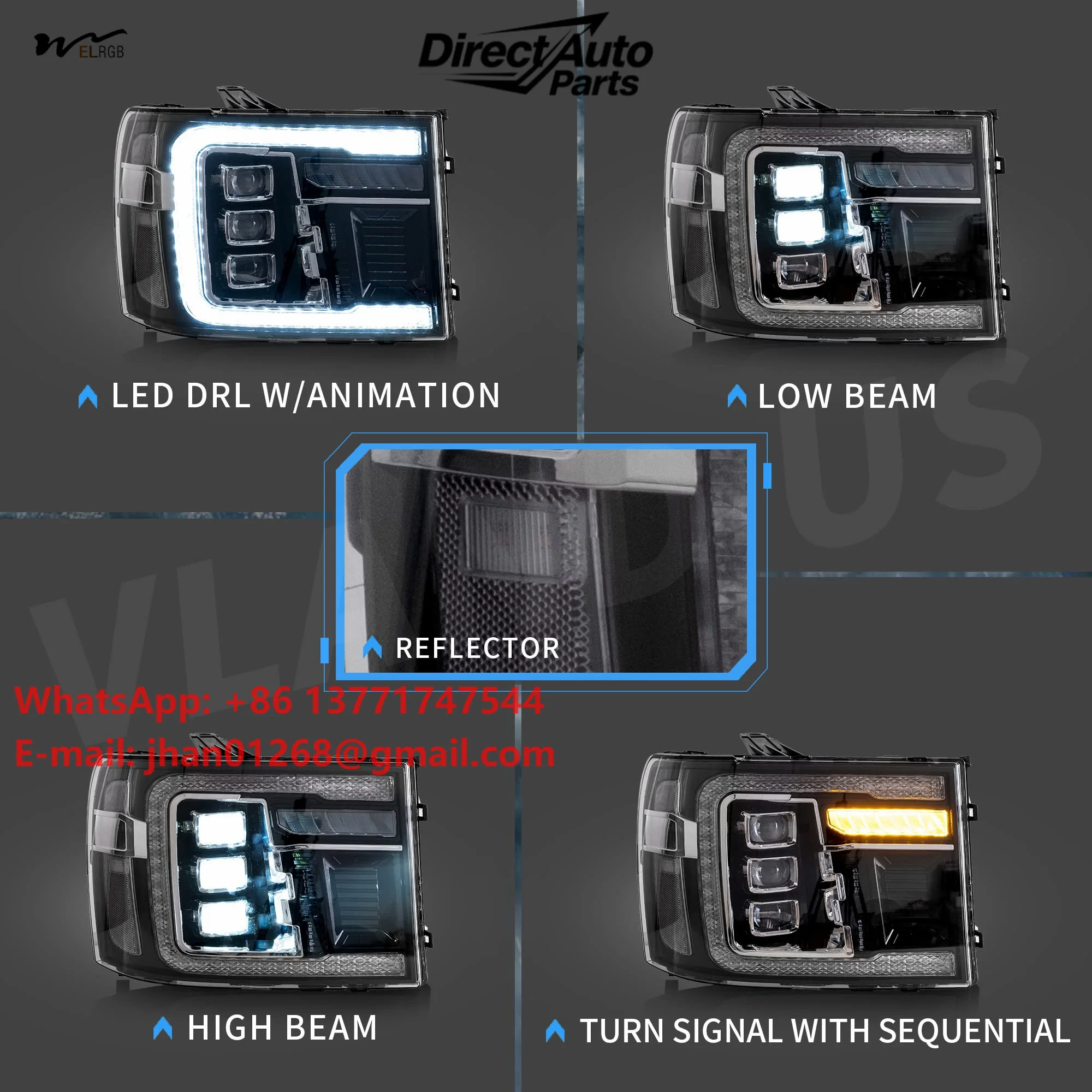 Projector LED Headlights W/Dynamic Animation W/Sequential Turn Signal Full Led Front Lamp Assembly Driver& Passenger Sides