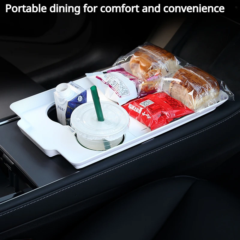 Central Control Dining Table for Tesla Model 3 Y Car Mounted Small Tray Board Food Drink Holder Interior Accessories 2021-2024