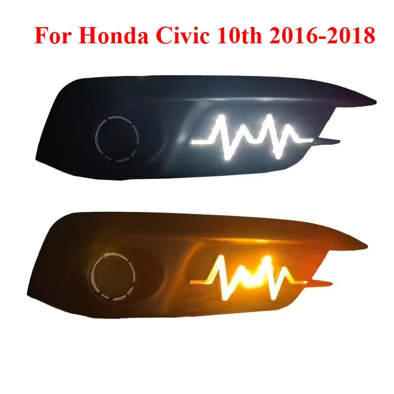 For Honda Civic 10th 2016 2017 2018 Car Day Time Turn Signal Strip Modified Lightning Dual Color Daytime Running Lights