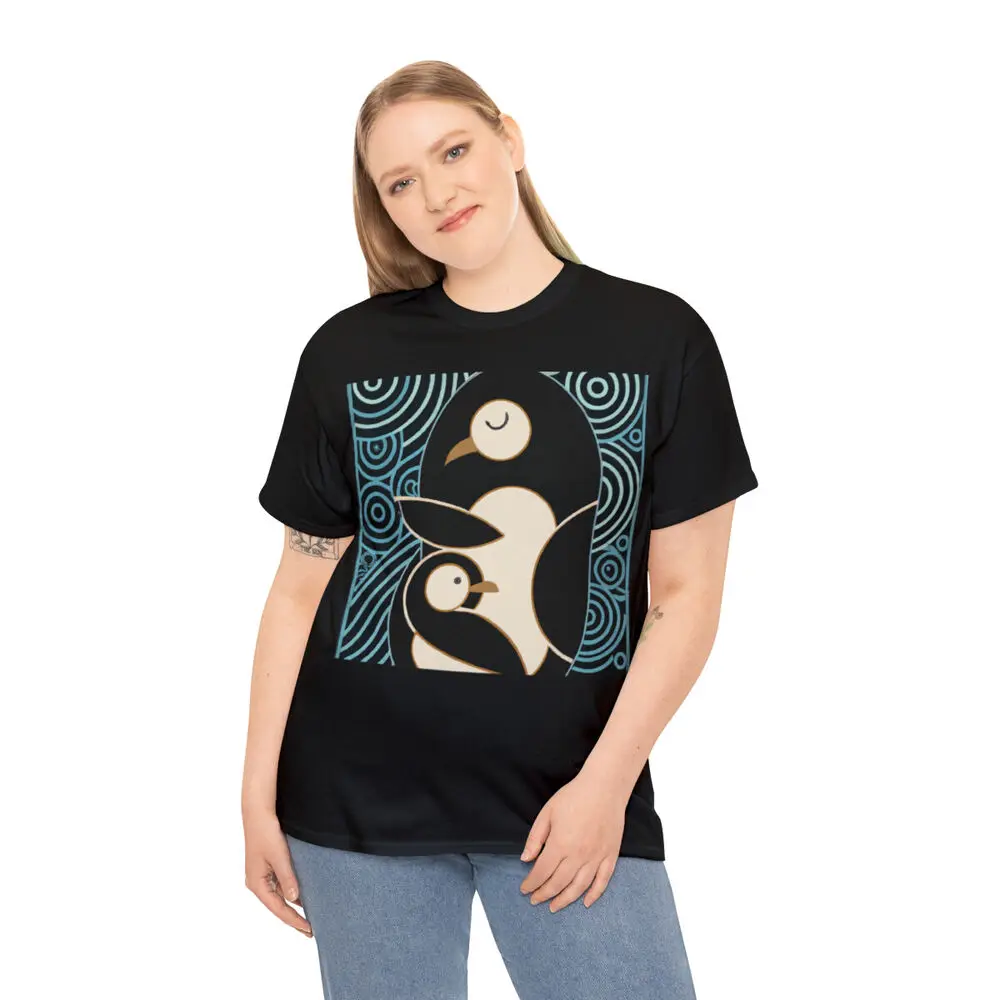 Art Deco Penguin 1- Unisex Heavy Cotton Tee Anime T-shirts For Men Clothing Women Short Sleeve Tees