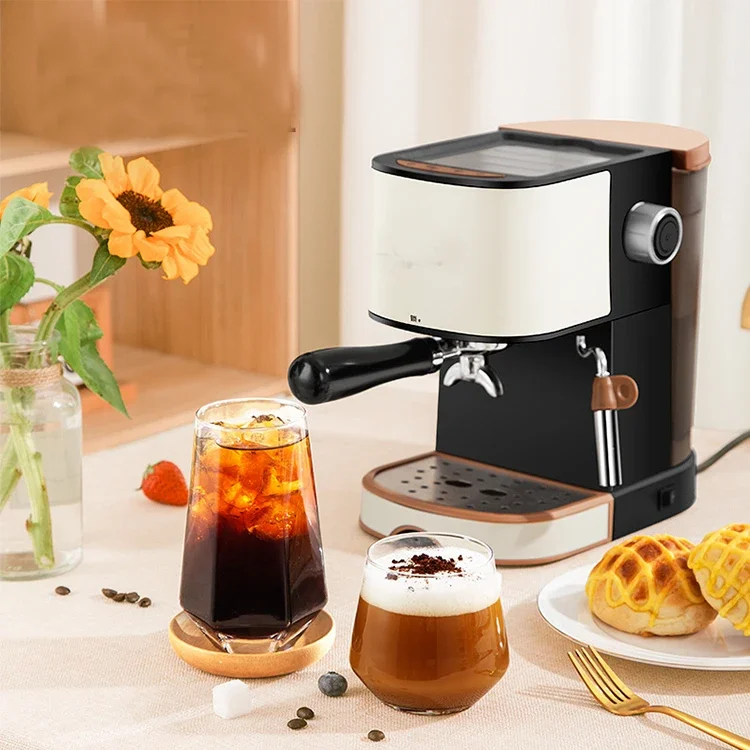 Machine à café expresso italienne, cafetière automatique pour la maison, cappuccino manuel, 15 bars