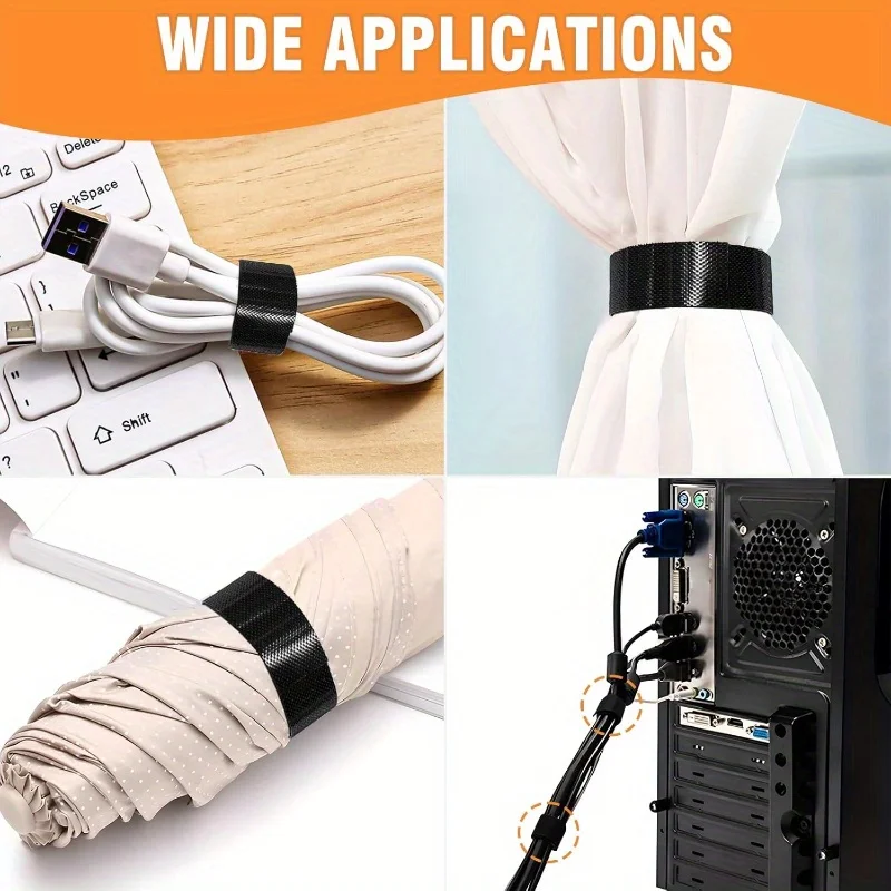 1-50m Kabel-Organizer USB-Kabelbinder Schreibtisch-Computer-Management-Band Kabelbinder Kopfhörer-Kabelhalter Kabelwickler Telefonhaken und Klettverschluss – Detail 3