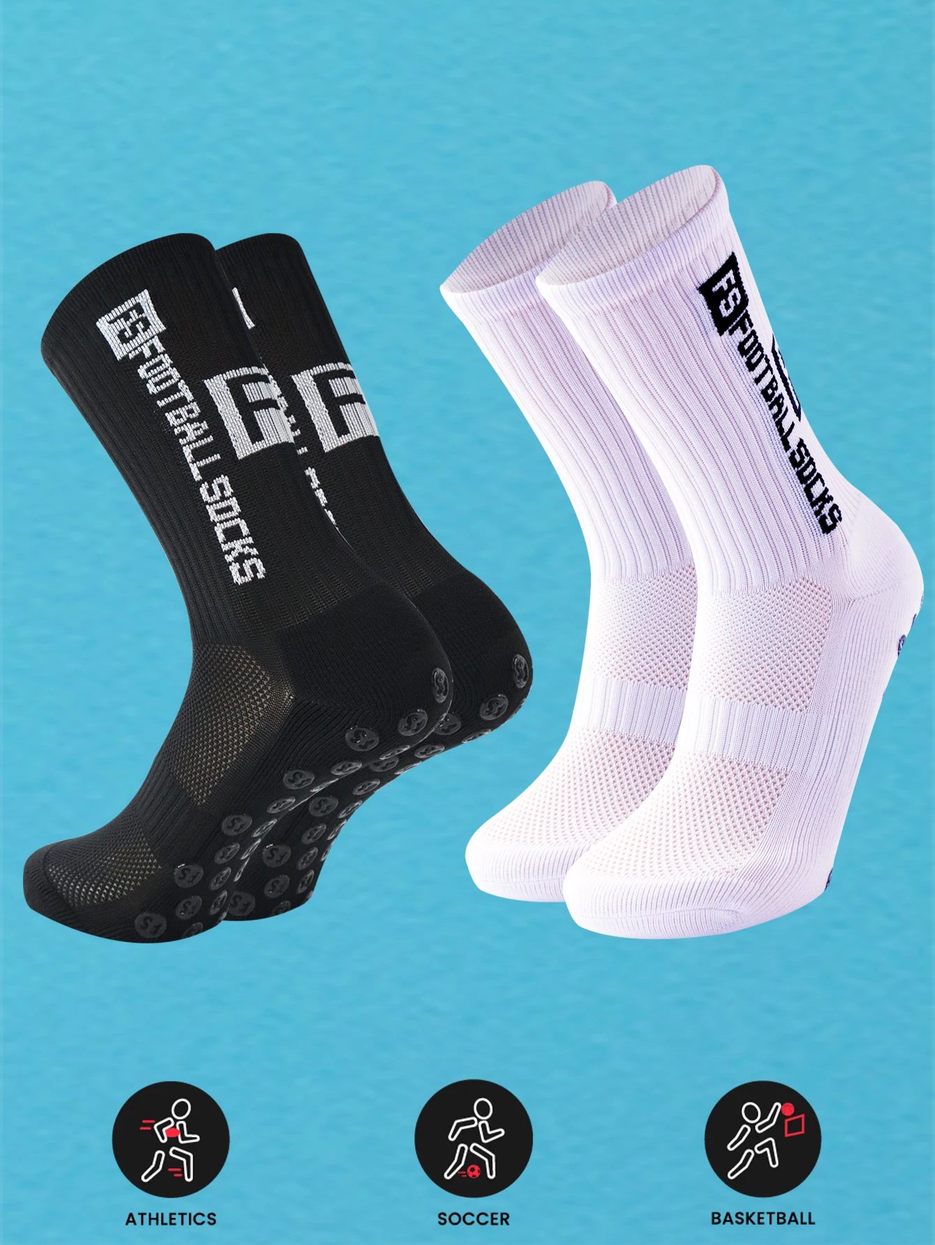 

2Pairs Non Slip Grip Socks for Men Women Football Basketball Baseball Rugby Soccer Cycling Running Hiking Tennis Skateboard