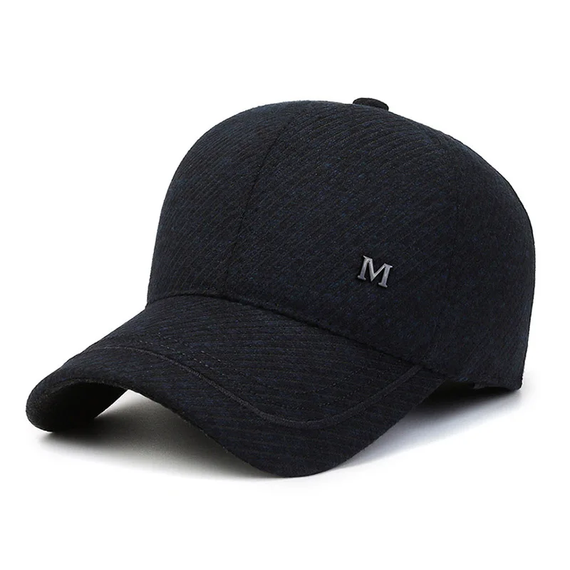 Herren-Winter-Baseballmütze, winddicht, warm, mit Fleece gefüttert, Papa-Mütze, sportliches Design zum Schutz vor kaltem Wetter, Winter-Kopfbedeckung, sportlich