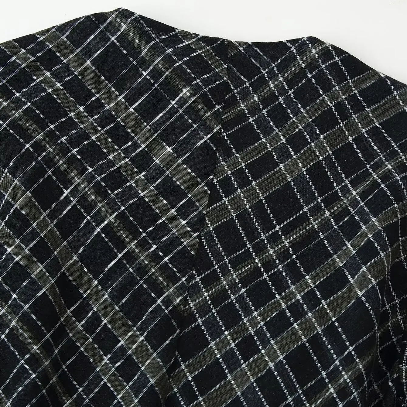 KASLEAD Faionable Plaid Dr Dames Street Sle Long Sve Ci Commute Polyester Vezel Gevouwen Rok Dr