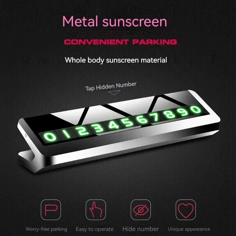 Car Temporary Parking Card Universal Rotate Phone Number Plate Aluminum Stickers Park Stop in Car-styling Auto Accessories