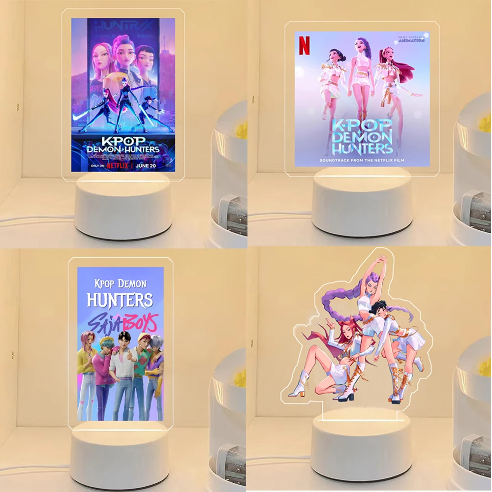 

Anime Cartoon KPop K-POP Demon Hunters Kawaii Zoe Rumi Mira Saja Boys Superstar Monochrome Light 16 Color Light Night Light