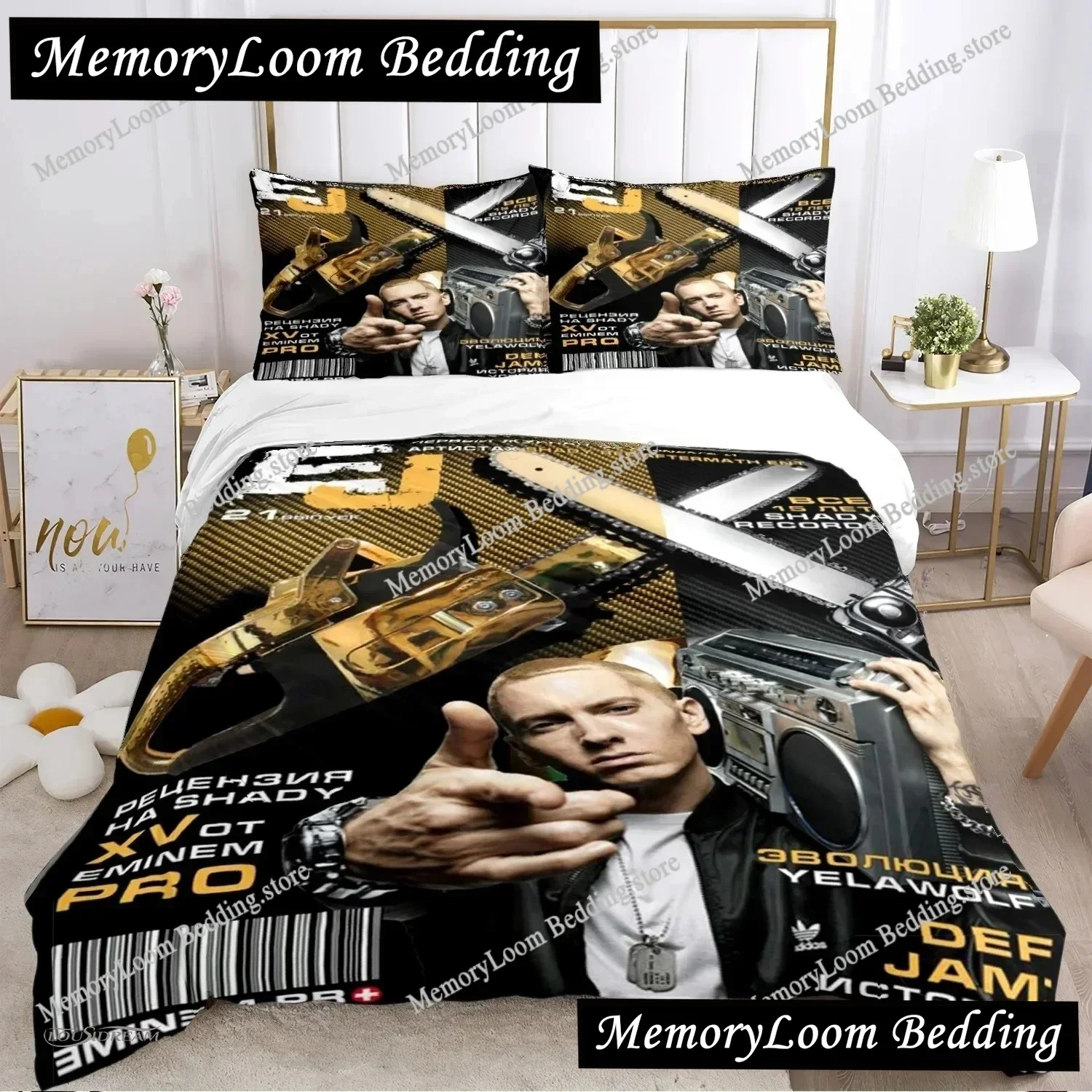 Eminem Hip-hop Singer All Season Duvet Cover Comforter Bedding Sets Soft Quilt Cover and Pillowcases SingleDoubleQueenKing