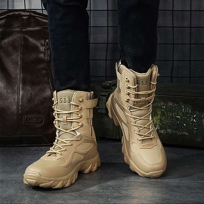 XIANGGUAN 2025 الرجال الرياضة الأحذية التكتيكية في الهواء الطلق عالية أعلى حذاء للسير مسافات طويلة الرجال الأحذية العسكرية مقاومة للاهتراء التخييم أحذية رياضية النساء #4