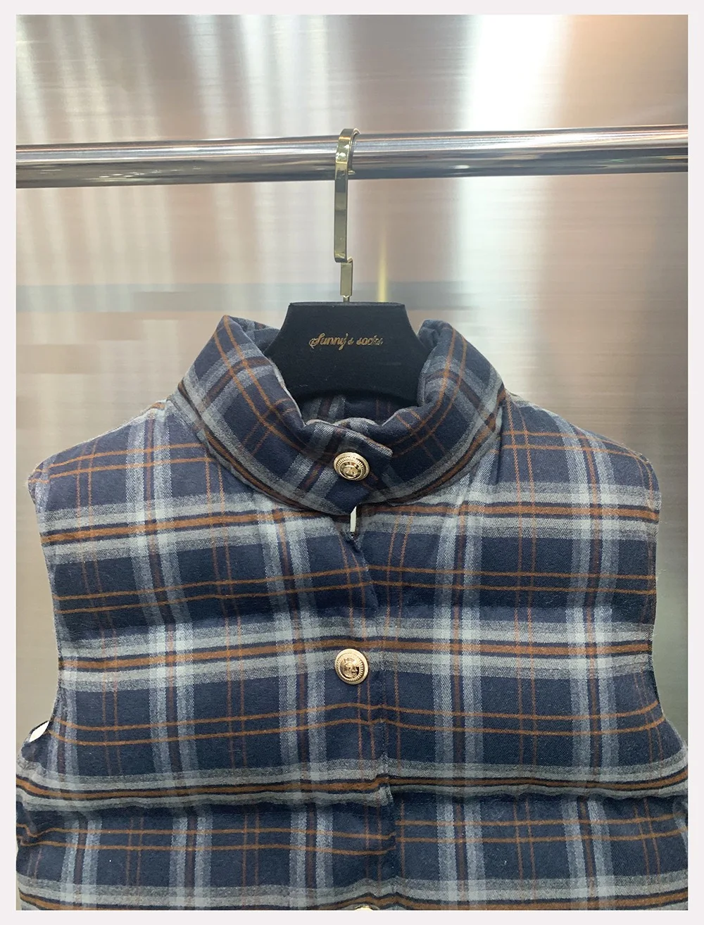 Ropa de trabajo Retro americana, chaleco de algodón a cuadros, capas cálidas, ropa de abrigo informal, cuello levantado abotonado, No Sve