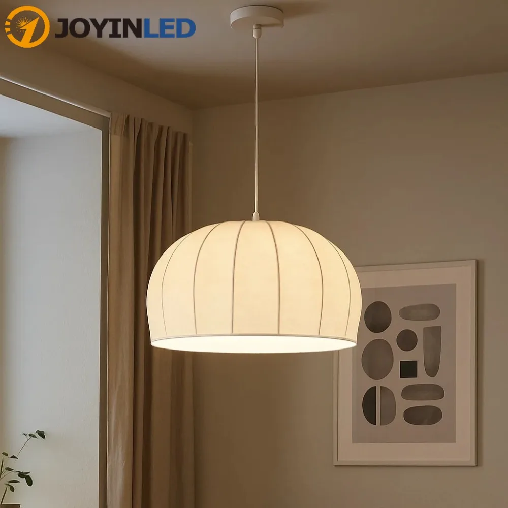 

JOYINLED Nordic Silk Pendant Lamp 40/60CM for Dining Room Bedroom Living Room Japanese Wabi-sabi Chandelier Indoor Lighting E27