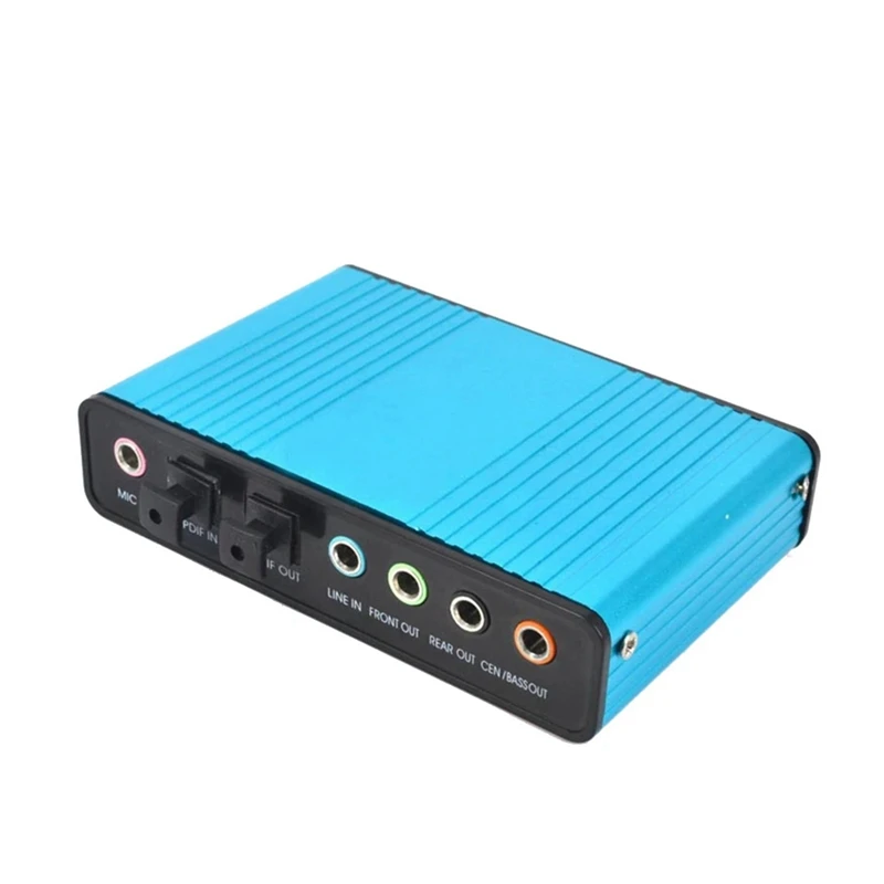 

USB 6 Channel 5.1 / 7.1 Surround External Sound Card PC Laptop Desktop Tablet Audio Optical Adapter Card Easy Install (Blue)