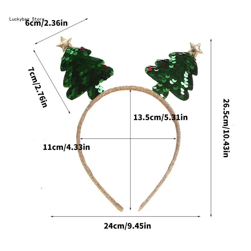Weihnachtsbaum-Haarreif mit Pailletten, Festival-Familien-Stirnband, Feiertags-Partykleidung