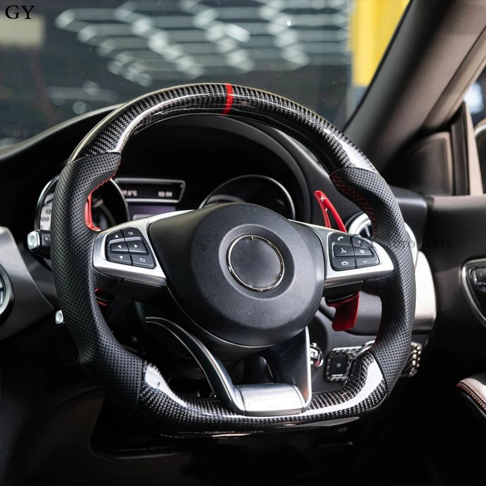 Real Carbon Fiber Customized Steering Wheel For Mercedes-benz GLC GLB GLS GLE 450 C63 C450 E63  W203 W204 W205 W213 A250 AMG