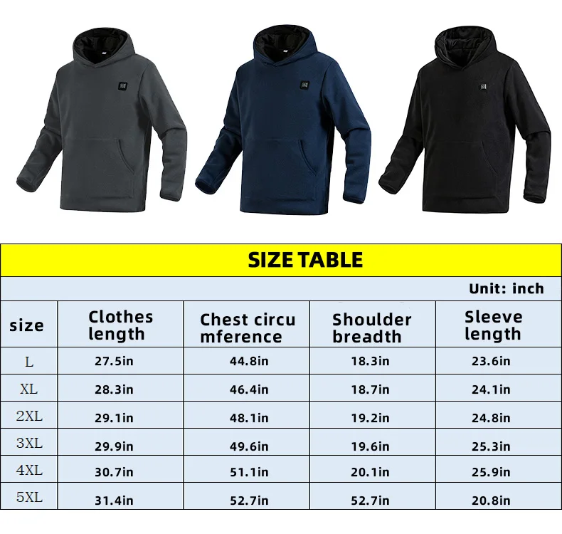 Sudadera con capucha con calefacción portátil para hombre y mujer, suéter deportivo de invierno con USB de 5V/2V, temperatura constante, Tops