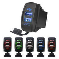 12-24V Car USB Charger Waterproof 3.1A Dual USB Power Socket Outlet for Car Motorcycle ATV Boat Cigarette Lighter Adapter D5