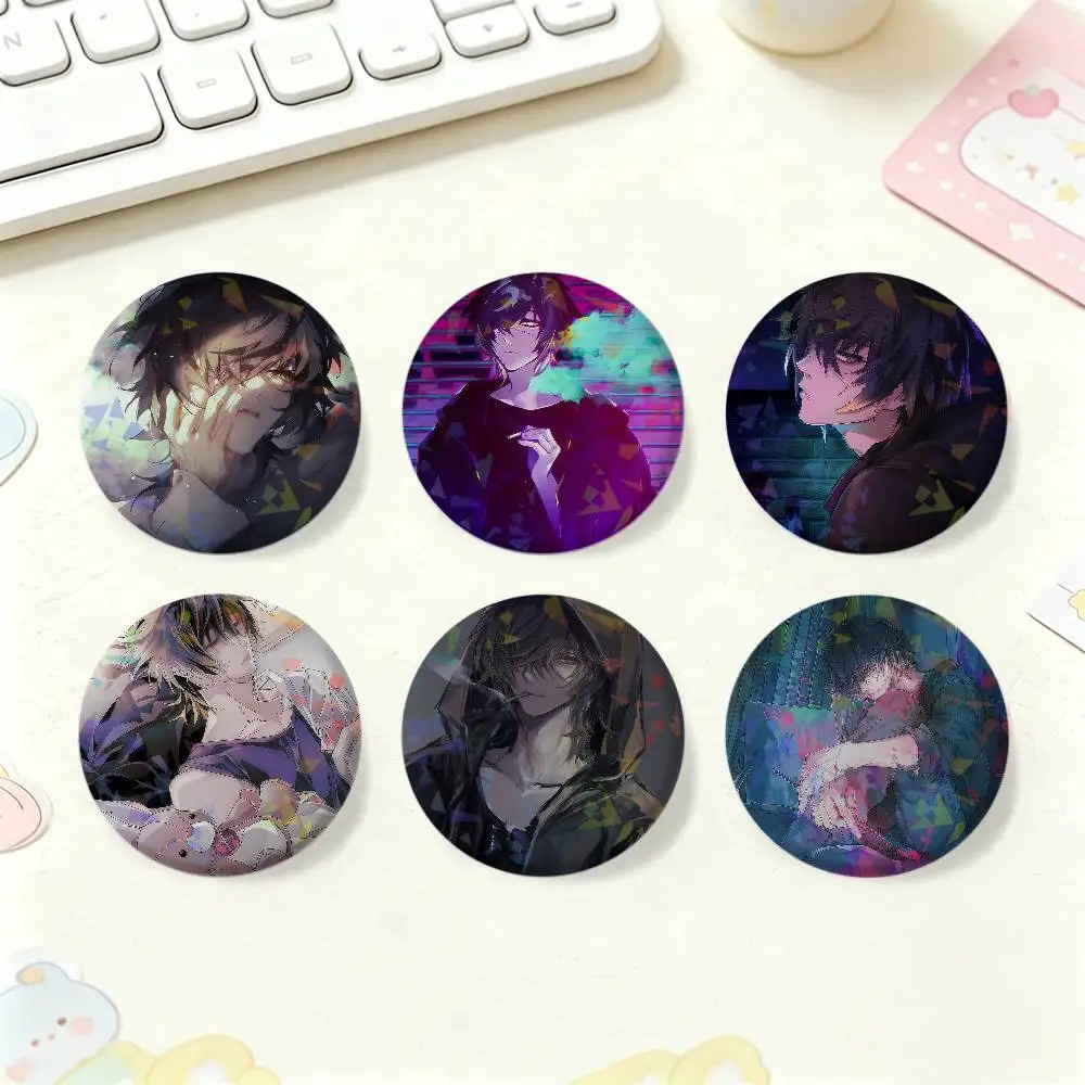 Game Slow D-Damage Towa 2pcs Laser Badge Round Exquisite Brooches Creative Pins For Clothes Hat Accessories
