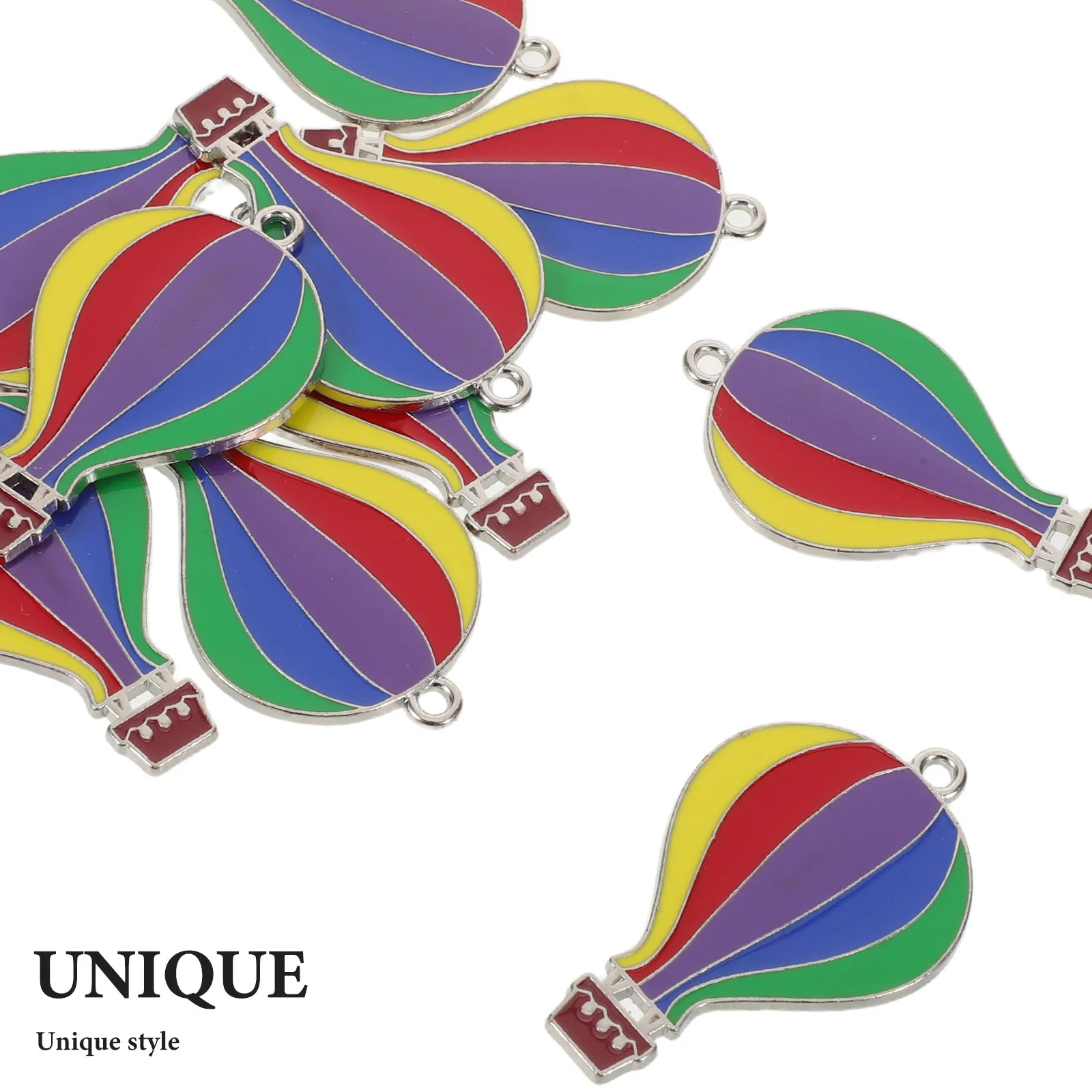 12Pcs Hot Air Balloon Pendant Metal Charm Keychain Tropical Backpack Bag Purse Decoration Travel Souvenir Hot Air Balloon Charm