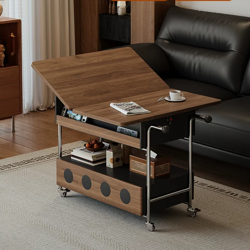 

Extendable Foldable Coffee Tables With Wheels Luxury Design Classic Coffee Table Mobile Multifunction Table Basse Furniture Home