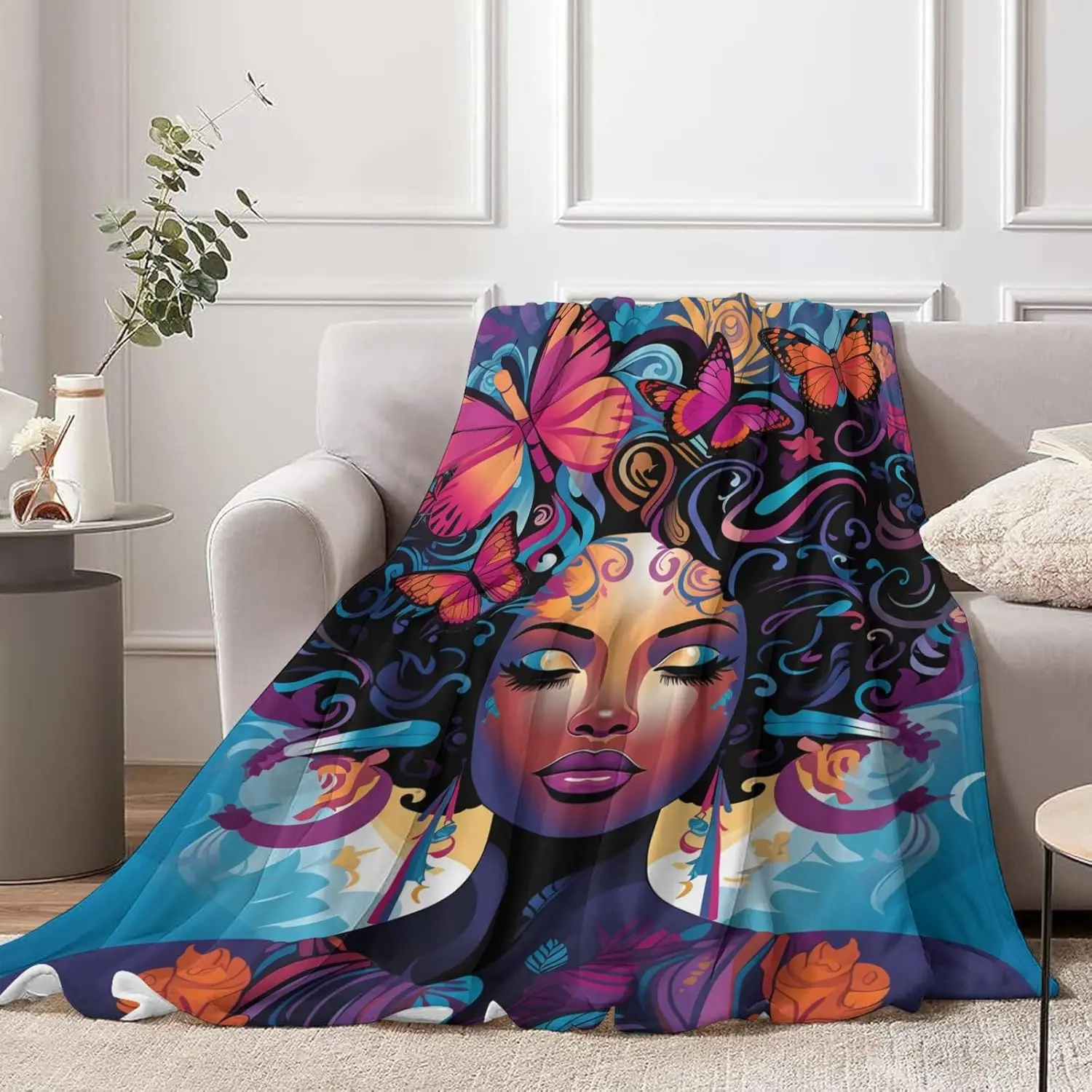 

Flannel Blanket Comfortable Lightweight Butterfly Blanket Gift Boys and Girls Children Bedroom Living Room Sofa Decoration