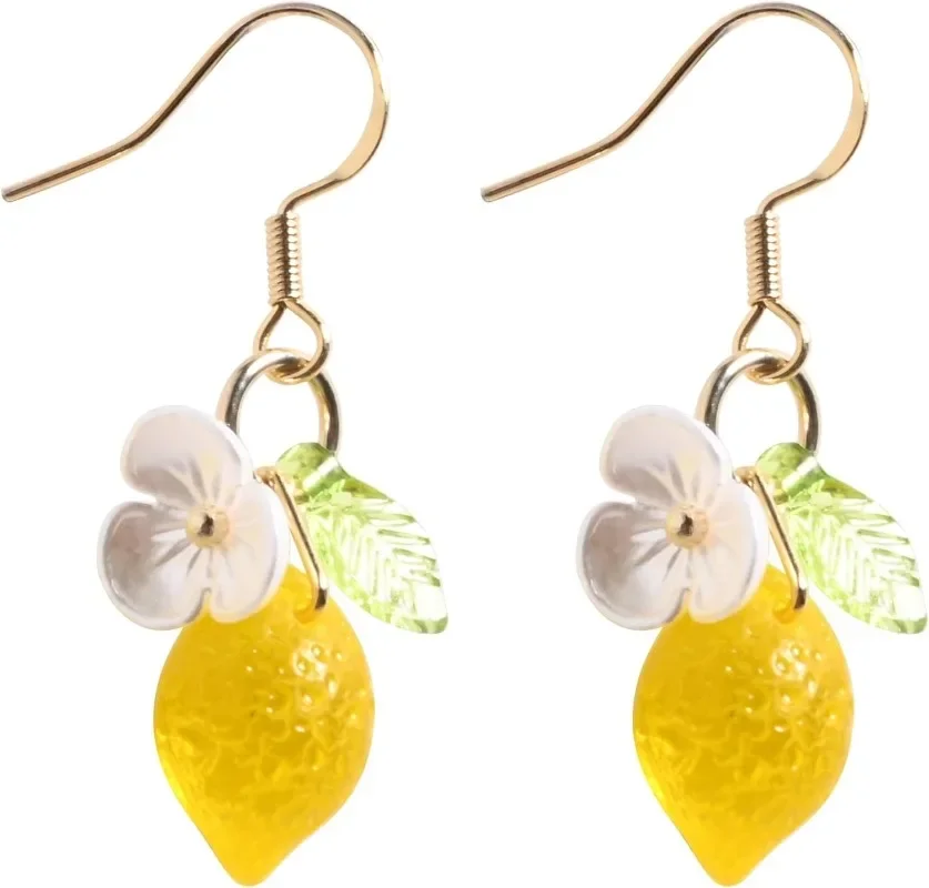 Orange Lemon Strawberry Imported Czech Glass Beads Earrings Handmade Bowtie Fruits Dangling Stud Earrings For Women