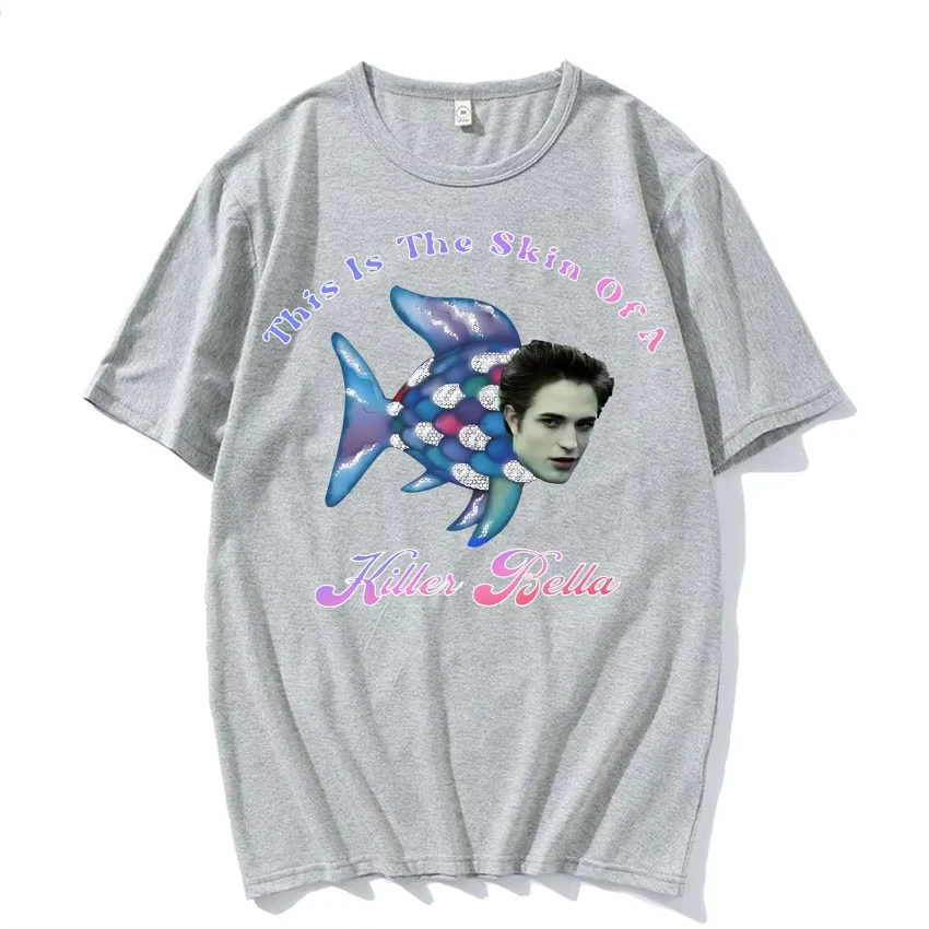 الشفق قوس قزح الأسماك مضحك تي شيرت الرجال النساء عادية المتضخم القطن تي شيرت هذا هو الجلد ل القاتل بيلا ميمي تي شيرت #4
