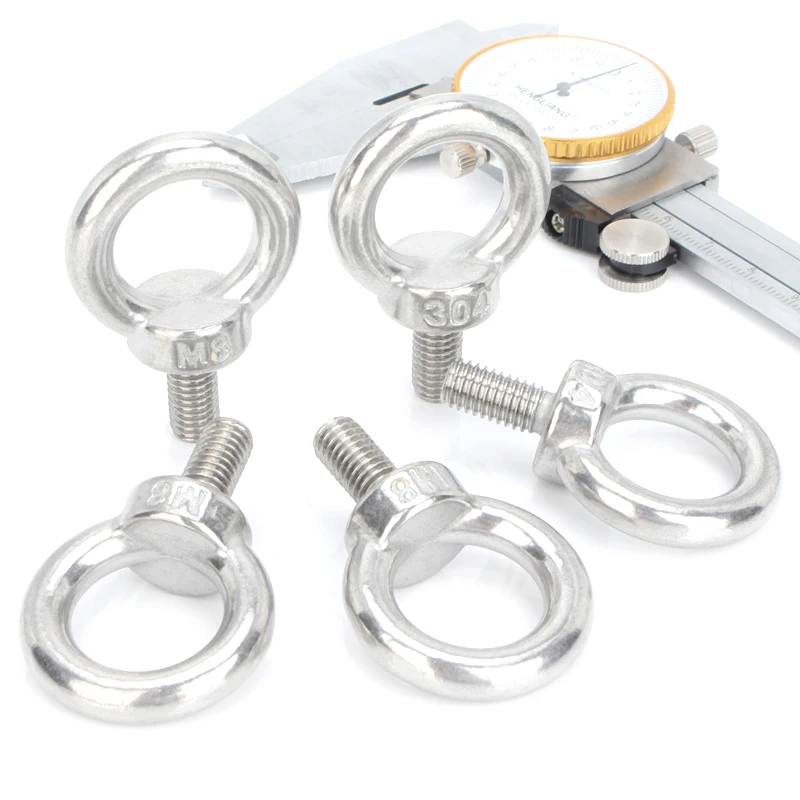 Tornillo de ojo de acero inoxidable 304, 2/3/5/10/20 piezas, M3/M4/M5/M6/M8/M10/M12, tornillo de ojo de elevación redondo, tornillo de gancho con anillo con bucle