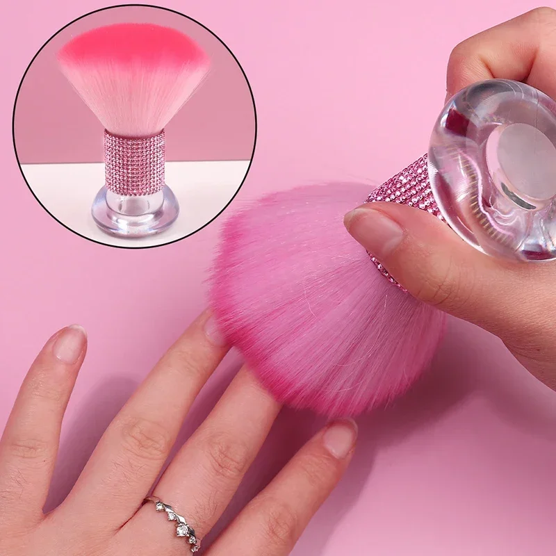 Brosse anti-poussière pour ongles à tête de champignon en diamant, outil multifonctionnel pour Nail Art, fard à joues en poudre, maquillage et nettoyage