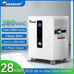 TEWAYCELL All in One Three-Phase 15KWh 30KWh AC380V LiFePO4 Battery 51.2V Home Solar System Built-in 12KW Inverter Mobile ESS
