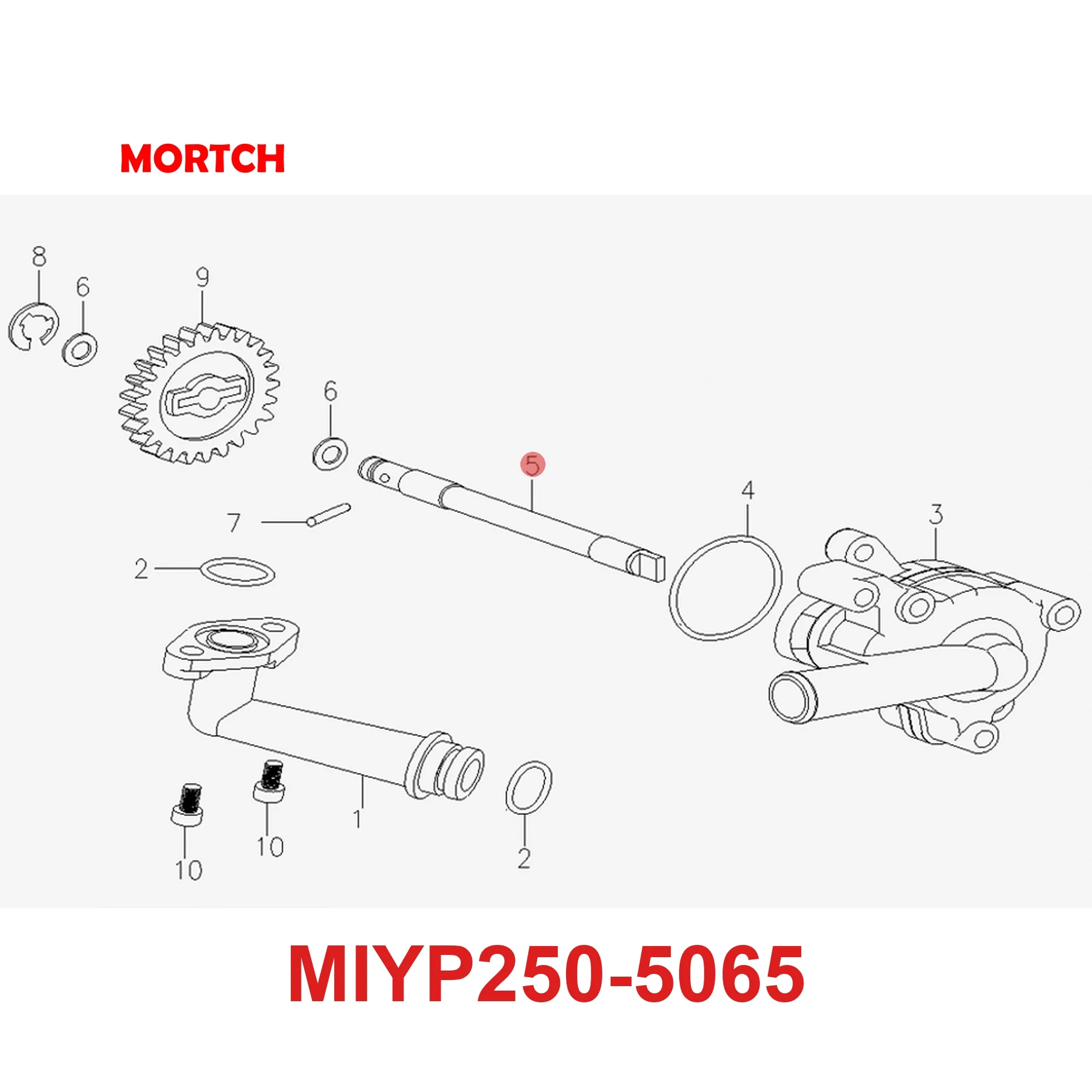 For Linhai MIYP250-5065 Water Pump Shaft 250 260 300 YP250 Engine Cooling Water Pump Drive Gear ATV UTV Parts