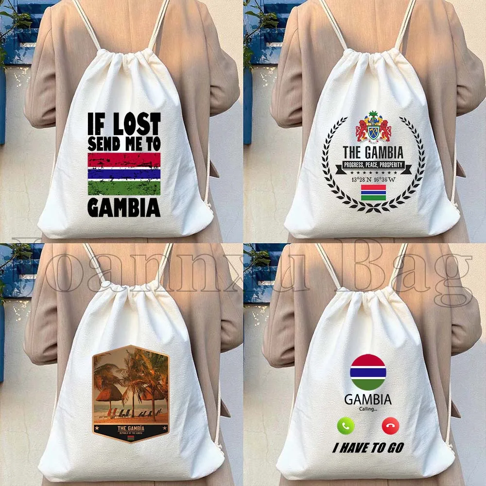

Gambia Flag Map Canvas Drawstring Bags Soccer Backpack Workout Gym Sackpack Gifts String Bag for Exercising Hiking Sports Yoga