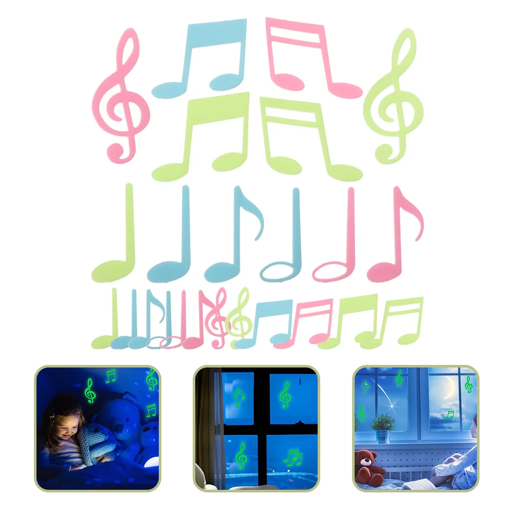 10 Bags Glow in The Dark Musical Notes Wall Sticker Decals Decor Stickers Colorful for Girl Room Bedroom Plastic Luminous