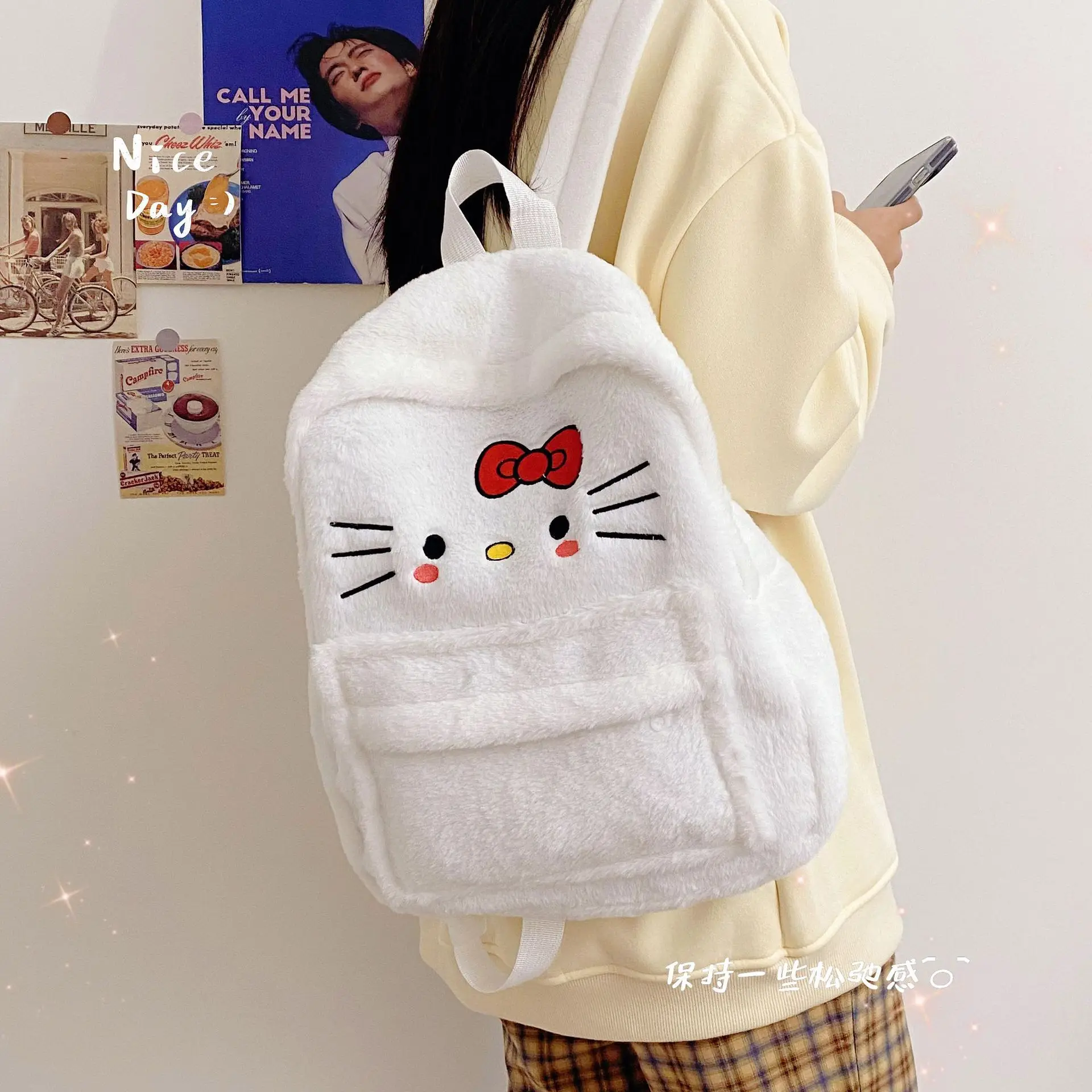 Sac d'École en Peluche de Dessin Animé Japonais, Interrupteur Cartable avec Chat Kt SR, 600, 2023, Nouvelle Collection