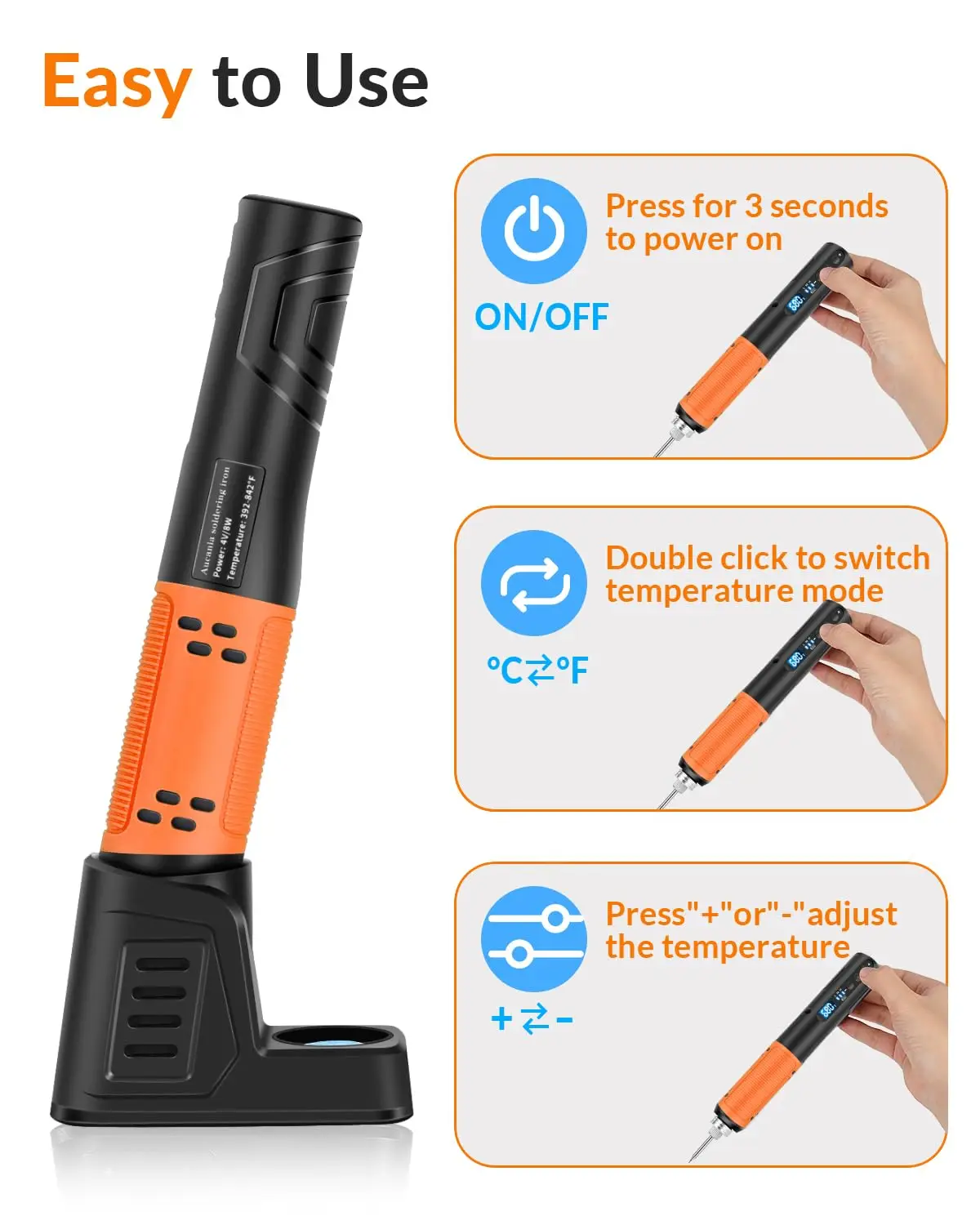 USB Rechargeable Soldering Iron Kit Digital Soldering Tool Set LCD Solder Welding Tools Soldering Iron Pen Temperature 200-450°
