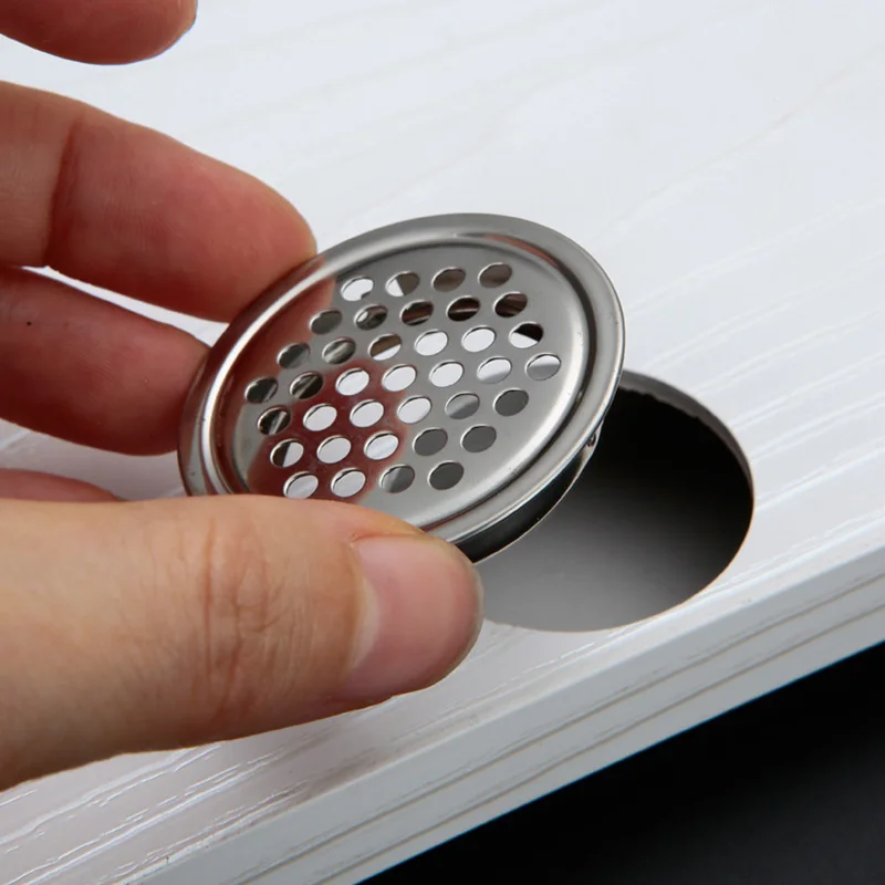 Round Stainless Steel Circle Air Vent Grille Cover Furniture Wardrobe Cabinet Cupboard Mesh Hole Ventilation Plugs Accessories