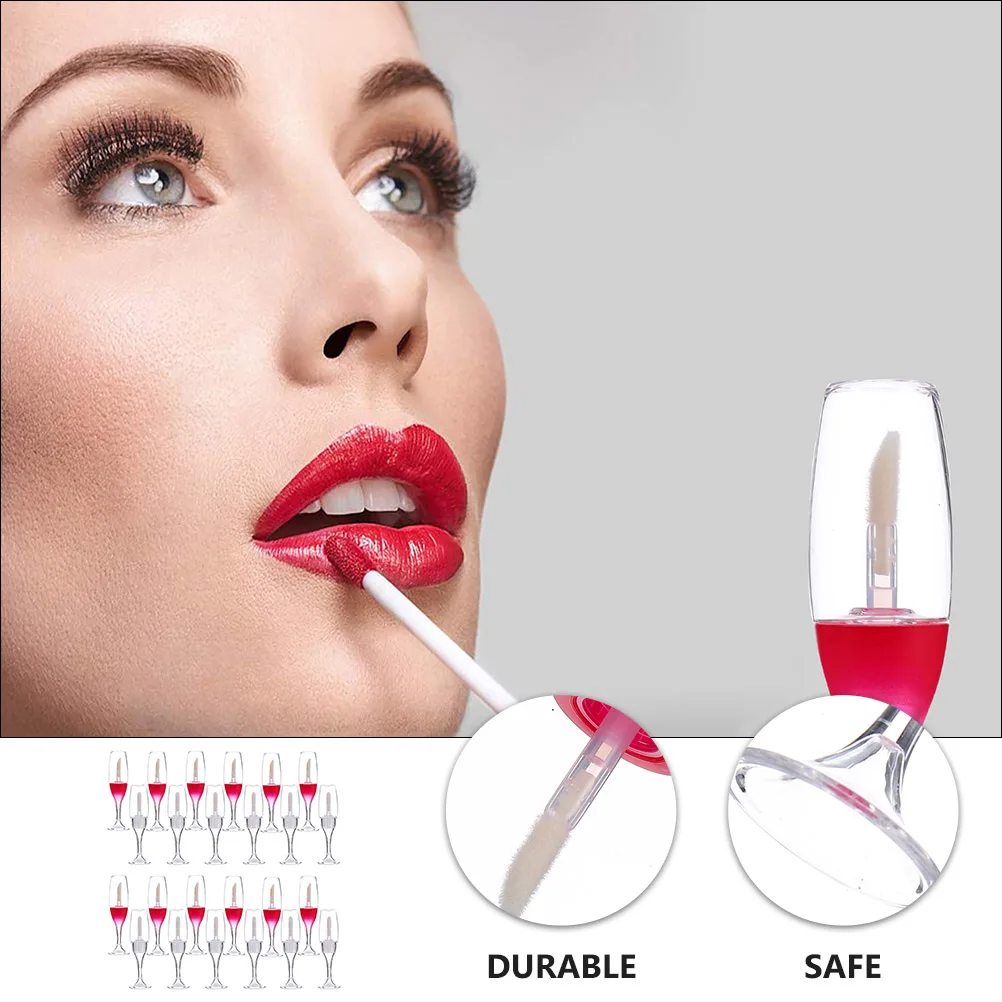 

24 Pcs Lip Gloss Refillable Bottles Wine Glass Packing Container Clear