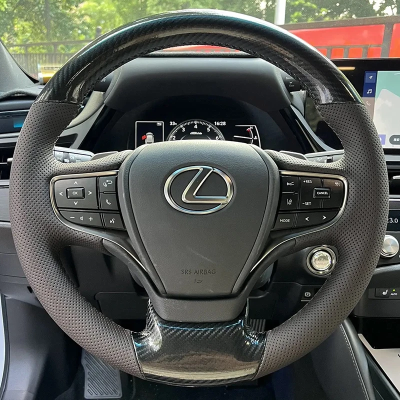 For lexus ES300h ES350 2019-2021 Hand-stitched Non-slip Genuine Leather carbon fibre Car Steering Wheel Cover