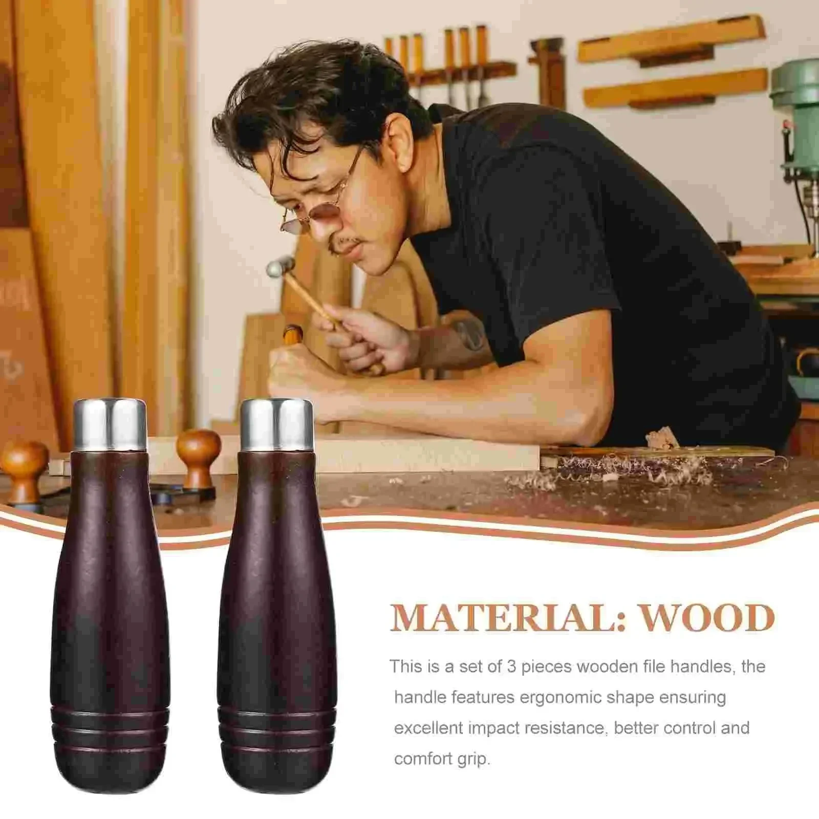 File Rasp Iron Replacement Handles 3 Wood Metal Parts Wooden Accessory Grip Replace Comfortable Pcs Wooden